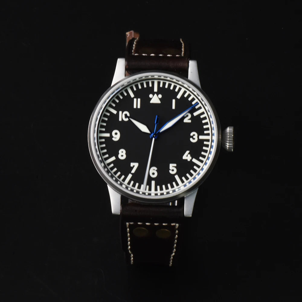 Hruodland 2025 New Pilot Men's Automatic Mechanical Watch PT5000 Sapphire Luminous C3 Stainless Steel Waterproof 10Bar Watch