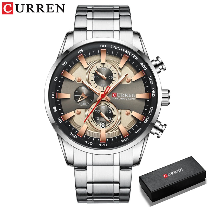 Relógio de homem CURREN – Relógio de quartzo, resistente à água, estilo profissional, cronógrafo, relógio de pulso de luxo de uma grande marca