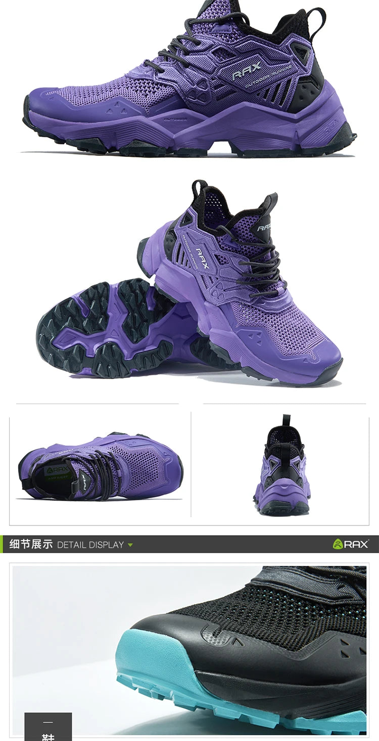 RAX Running Shoes Men & Women Outdoor Sport Breathable Lightweight Sneakers Air Mesh Upper Anti-Slip Natural Rubber Outsole