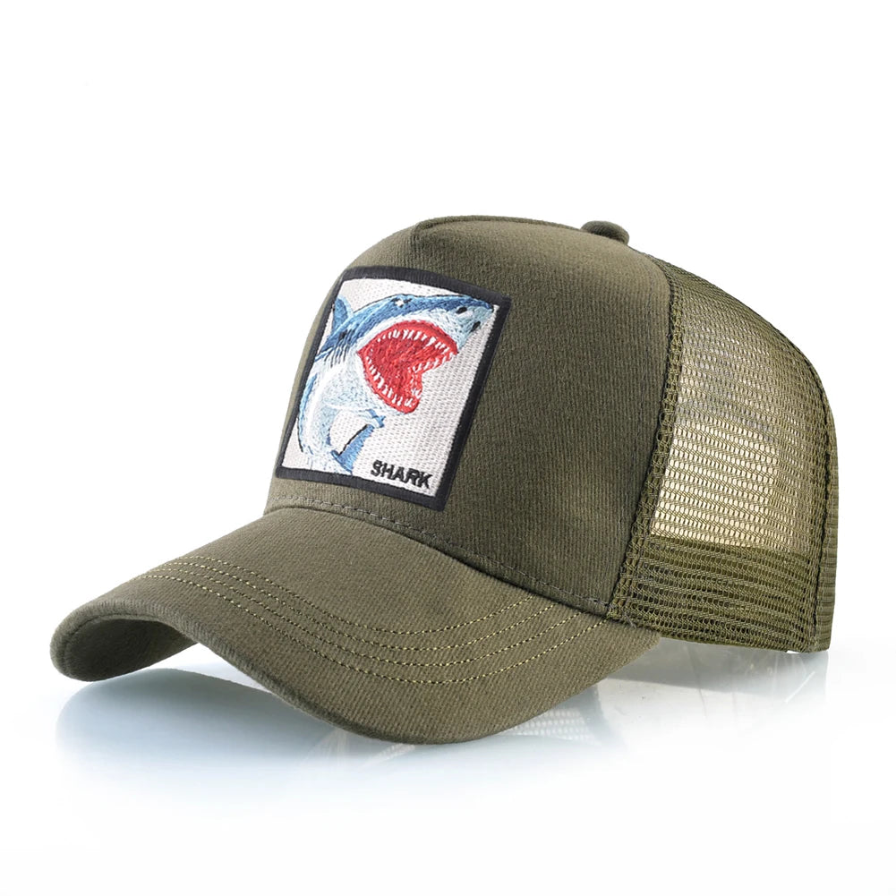 Trucker Caps Men Women Streetwear Hip Hop Baseball Cap With Shark Embroidery Patch Snapback Drake Bones Casquette Four Seasons