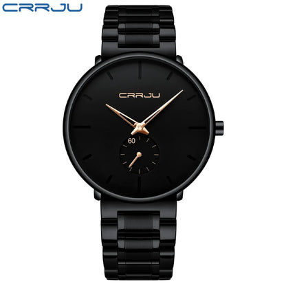 Ceas pentru bărbați CRRJU – Ceas de mână din oțel inoxidabil, stil casual și luxos, rezistent la apă, ceas sport cu cuarț pentru bărbați
