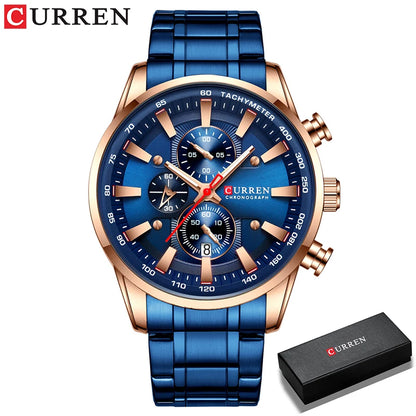 Relógio de homem CURREN – Relógio de quartzo, resistente à água, estilo profissional, cronógrafo, relógio de pulso de luxo de uma grande marca