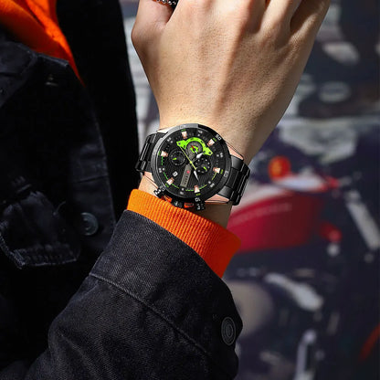 CURREN Men’s Watch – Luxury sports chronograph, quartz movement, all-steel, water-resistant