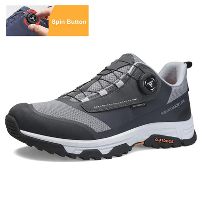 HUMTTO Scarpe da trekking impermeabili, stivaletti da montagna neri, sneakers da campeggio da uomo, scarpe tattiche sportive di sicurezza per arrampicata