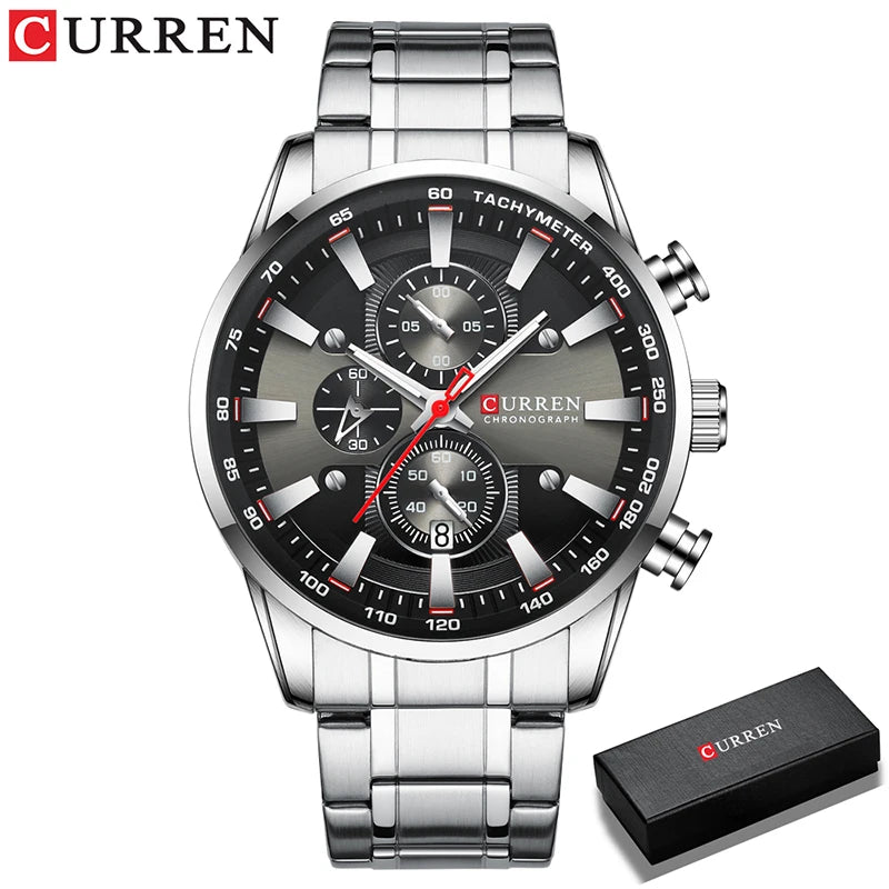 Relógio de homem CURREN – Relógio de quartzo, resistente à água, estilo profissional, cronógrafo, relógio de pulso de luxo de uma grande marca