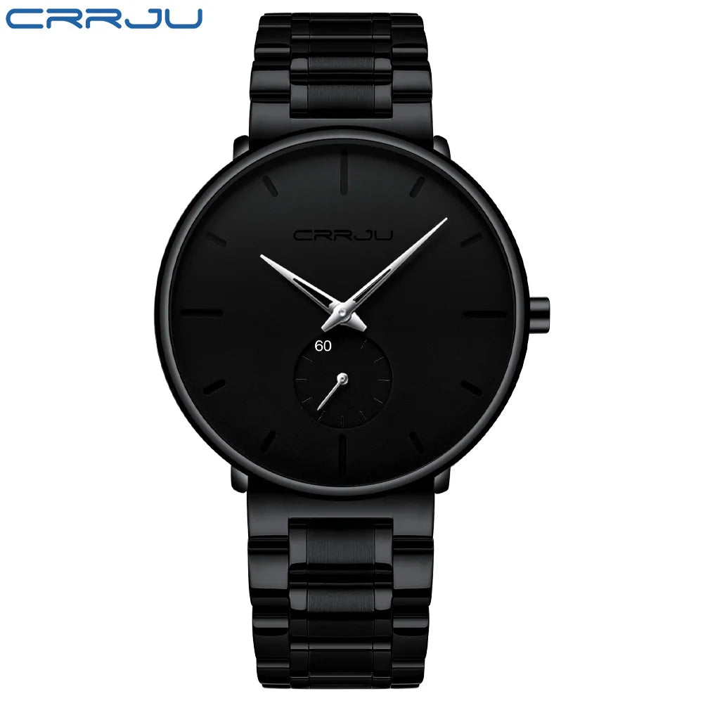 Ceas pentru bărbați CRRJU – Ceas de mână din oțel inoxidabil, stil casual și luxos, rezistent la apă, ceas sport cu cuarț pentru bărbați