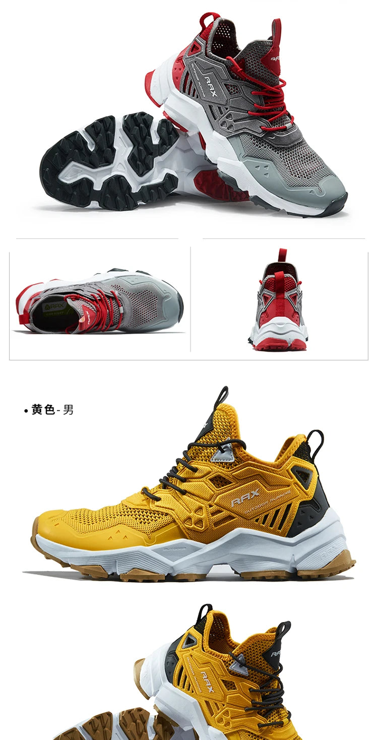 RAX Running Shoes Men & Women Outdoor Sport Breathable Lightweight Sneakers Air Mesh Upper Anti-Slip Natural Rubber Outsole