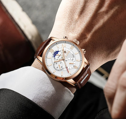 2025 New Men's Watches LIGE Top Brand Luxury Leather Casual Quartz Watch Men's Sport Waterproof Clock Watch Relogio Masculino+Box