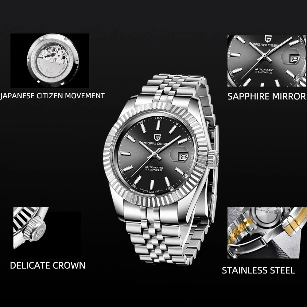 2025 New PAGANI DESIGN Date Men's Mechanical Watches Top Brand Luxury Automatic Wrist Watch for Men NH35A Movement 100M Waterproof