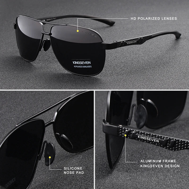 KINGSEVEN New Aluminum Men Fashion Sun Glasses Travel Driving Male Eyewear Oculos  band sunglasses N7188