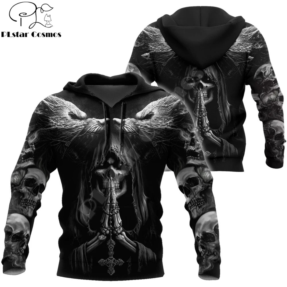 Jesienna moda – bluzy z kapturem z nadrukiem 3D przedstawiającym czaszkę wilka Fenrir na całej powierzchni – męska bluza z kapturem, unisex, zapinana na zamek, swobodna kurtka DW0364