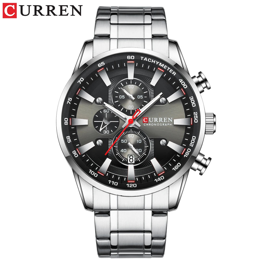 Relógio de homem CURREN – Relógio de quartzo, resistente à água, estilo profissional, cronógrafo, relógio de pulso de luxo de uma grande marca