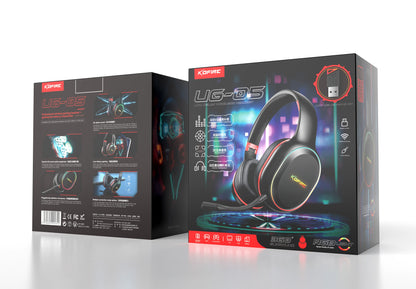 Kofire UG-05 Wireless Gaming Headset with Mic, RGB Lights, 2.4G Bluetooth 5.0 Gaming Headphones for PS5 PS4 PC Switch