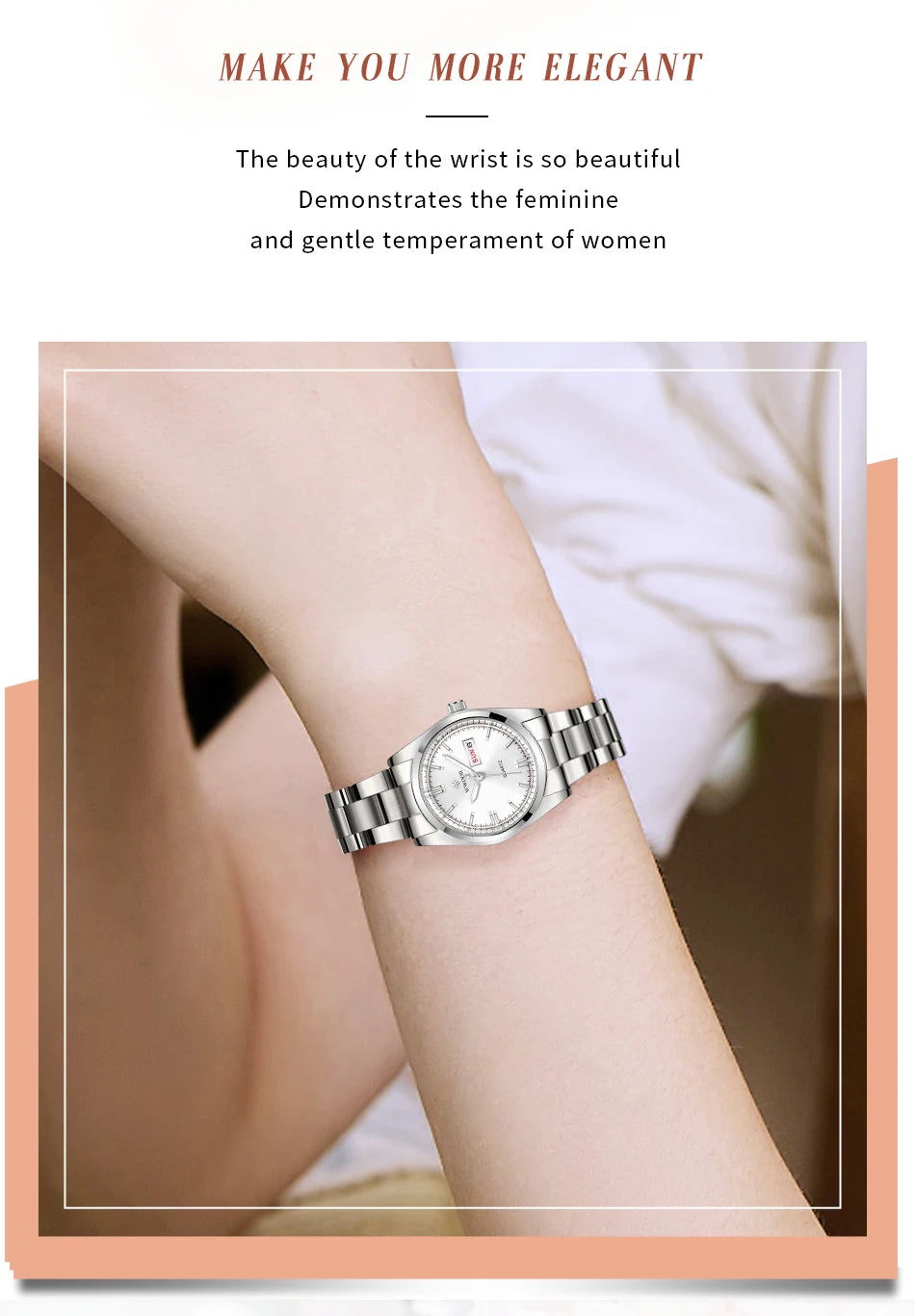 Montre Femme 2024 WWOOR Fashion Ladies Watches Waterproof Quartz Silver Clock Women Automatic Date Dress Wrist Watch Reloj Mujer