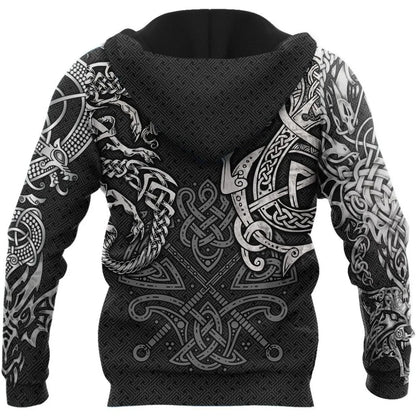 Sudaderas de moda con estampado 3D de lobo Fenrir y tatuaje de dragón por toda la prenda. Sudadera de hombre unisex con cremallera, chaqueta informal DW0220