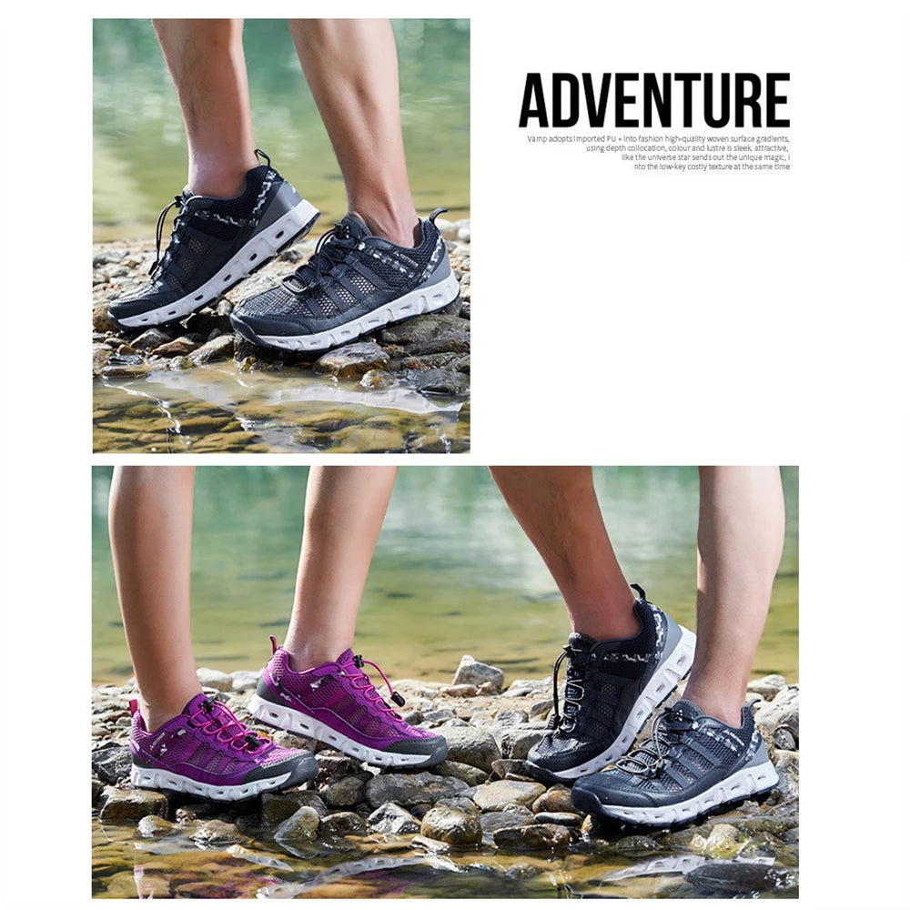TaoBo 2024 Big Size 46 Men Upstream Quick-Drying Sports Footwear, Women's Aqua Shoes, Quick Lace-Up Climbing Trekking Sneakers