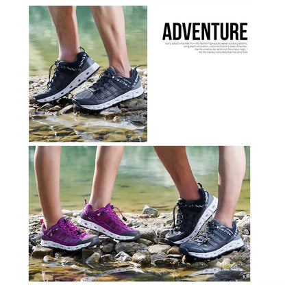 TaoBo 2024 Big Size 46 Men Upstream Quick-Drying Sports Footwear, Women's Aqua Shoes, Quick Lace-Up Climbing Trekking Sneakers