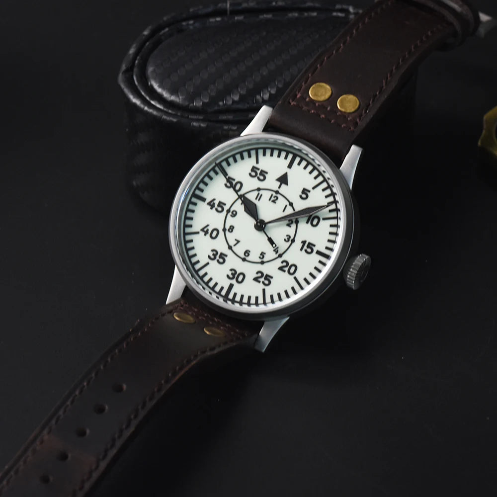 Hruodland 2025 New Pilot Men's Automatic Mechanical Watch PT5000 Sapphire Luminous C3 Stainless Steel Waterproof 10Bar Watch