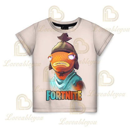 T-shirt infantil de verão Cartoon Fortnite com impressão 3D, para meninos e meninas, estilo streetwear, roupa para adultos e crianças, t-shirt divertida com gola redonda