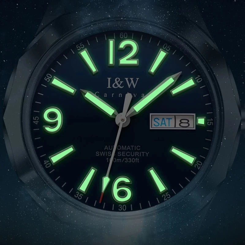 Reloj CARNIVAL Mens Tungsten Mechanical Watch Brand Luxury NH36 Automatic Movement Wristwatches for Men Waterproof Montre Homme