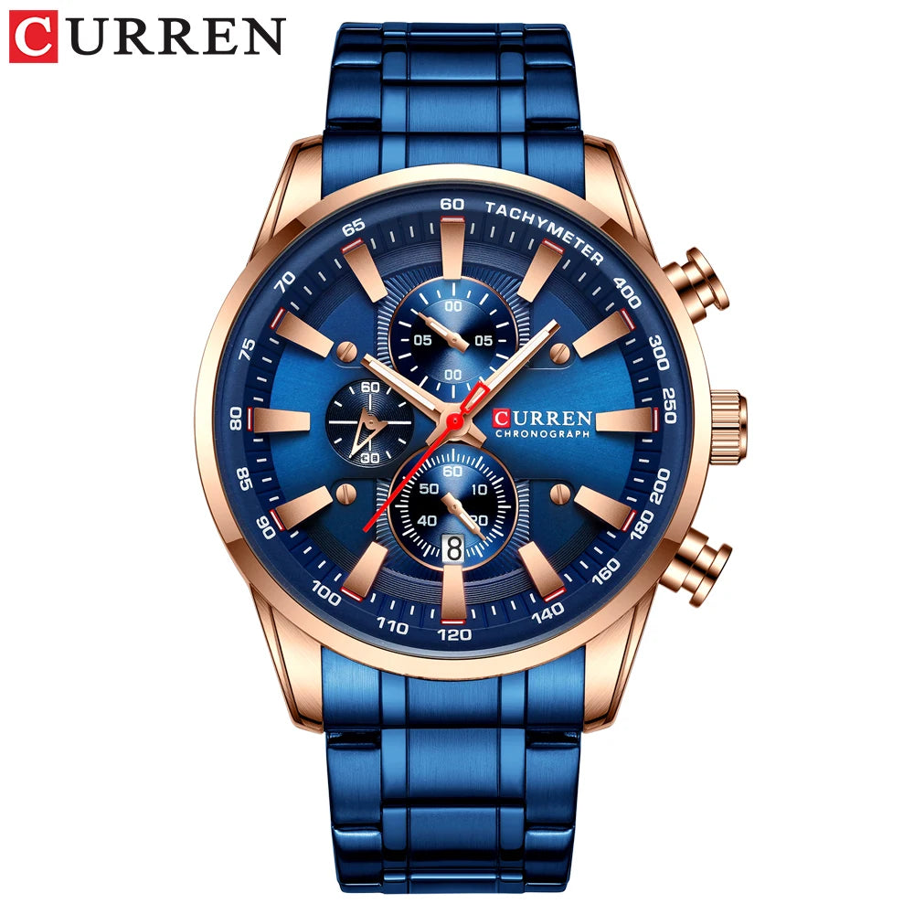 Relógio de homem CURREN – Relógio de quartzo, resistente à água, estilo profissional, cronógrafo, relógio de pulso de luxo de uma grande marca