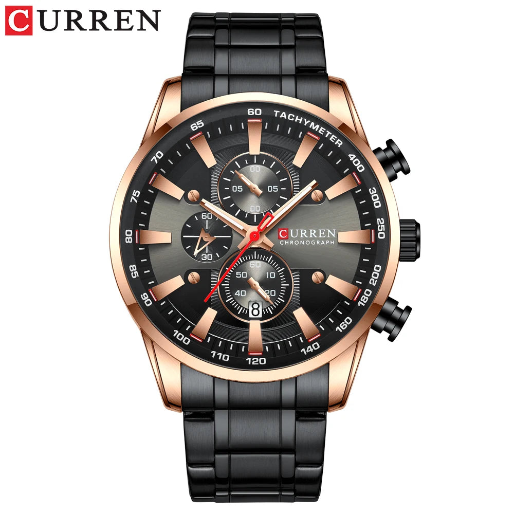 Relógio de homem CURREN – Relógio de quartzo, resistente à água, estilo profissional, cronógrafo, relógio de pulso de luxo de uma grande marca