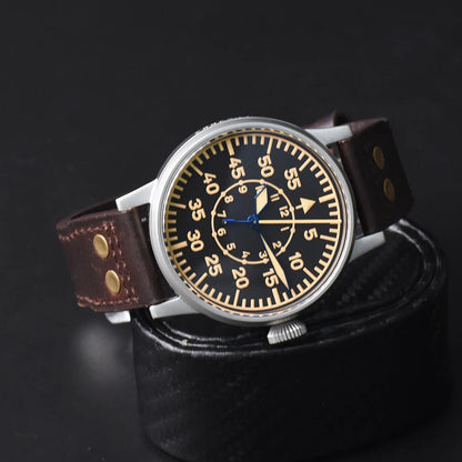 Hruodland 2025 New Pilot Men's Automatic Mechanical Watch PT5000 Sapphire Luminous C3 Stainless Steel Waterproof 10Bar Watch
