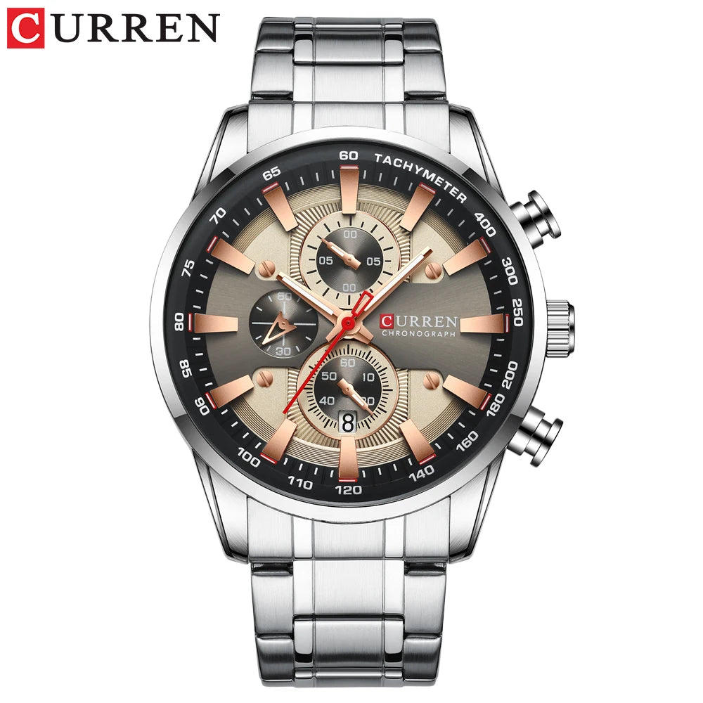 Relógio de homem CURREN – Relógio de quartzo, resistente à água, estilo profissional, cronógrafo, relógio de pulso de luxo de uma grande marca