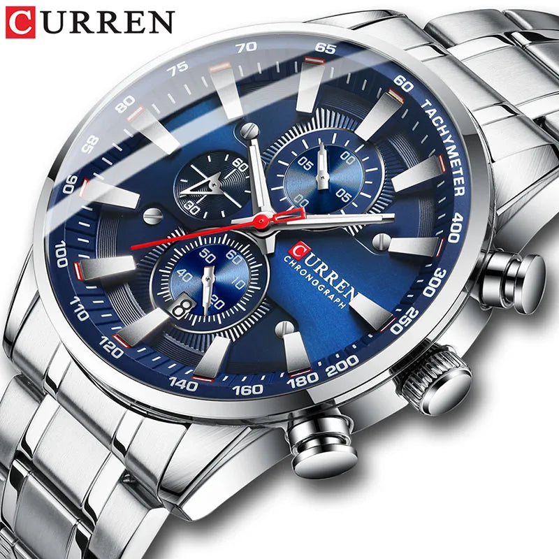 Relógio de homem CURREN – Relógio de quartzo, resistente à água, estilo profissional, cronógrafo, relógio de pulso de luxo de uma grande marca