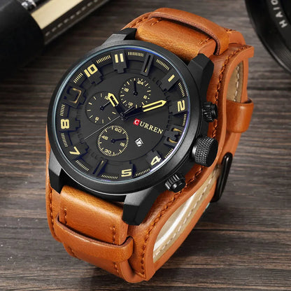 Horloges CURREN Luxemerk Herenhorloge Leren band Mode-kwartshorloge Casual sportpolshorloge Datumklok Relojes 8225