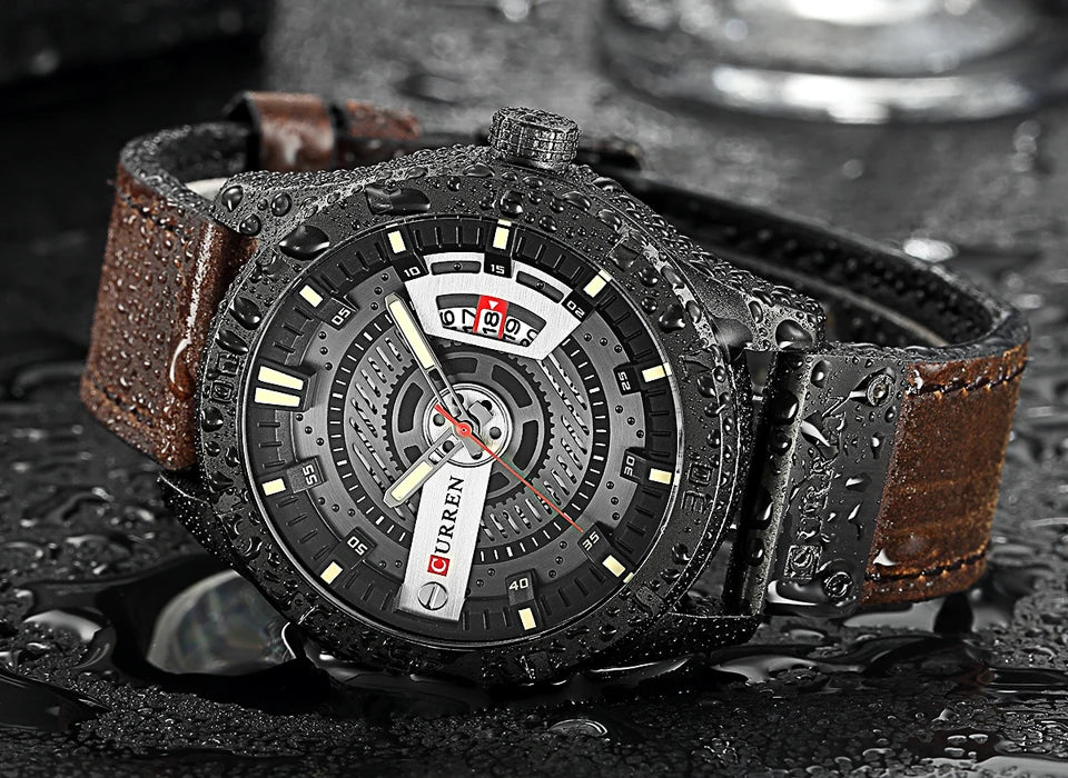 Luxe horlogemerk CURREN: militaire sporthorloges voor heren, quartzhorloge met datum, casual leren polshorloge voor heren, Relogio Masculino