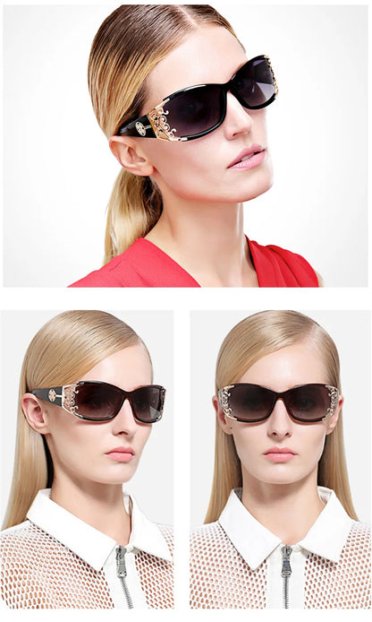 PARZIN Luxury Sunglasses Women Polarized Sun Glasses For Driving Vintage Female Ladies Shades Sunglasses Black With Packing PZ18