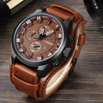Horloges CURREN Luxemerk Herenhorloge Leren band Mode-kwartshorloge Casual sportpolshorloge Datumklok Relojes 8225