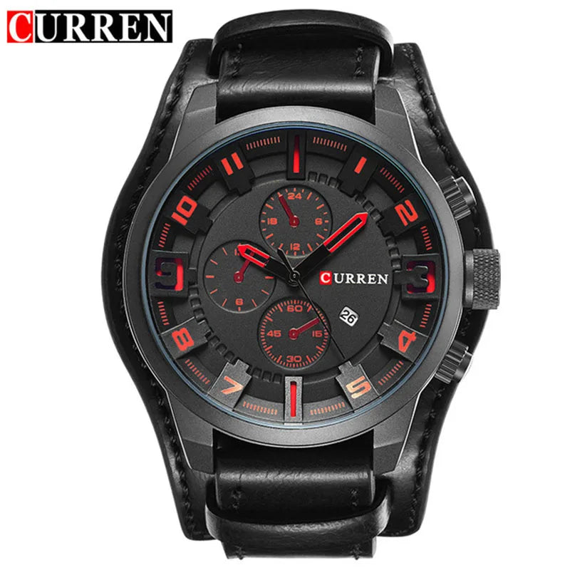 Horloges CURREN Luxemerk Herenhorloge Leren band Mode-kwartshorloge Casual sportpolshorloge Datumklok Relojes 8225