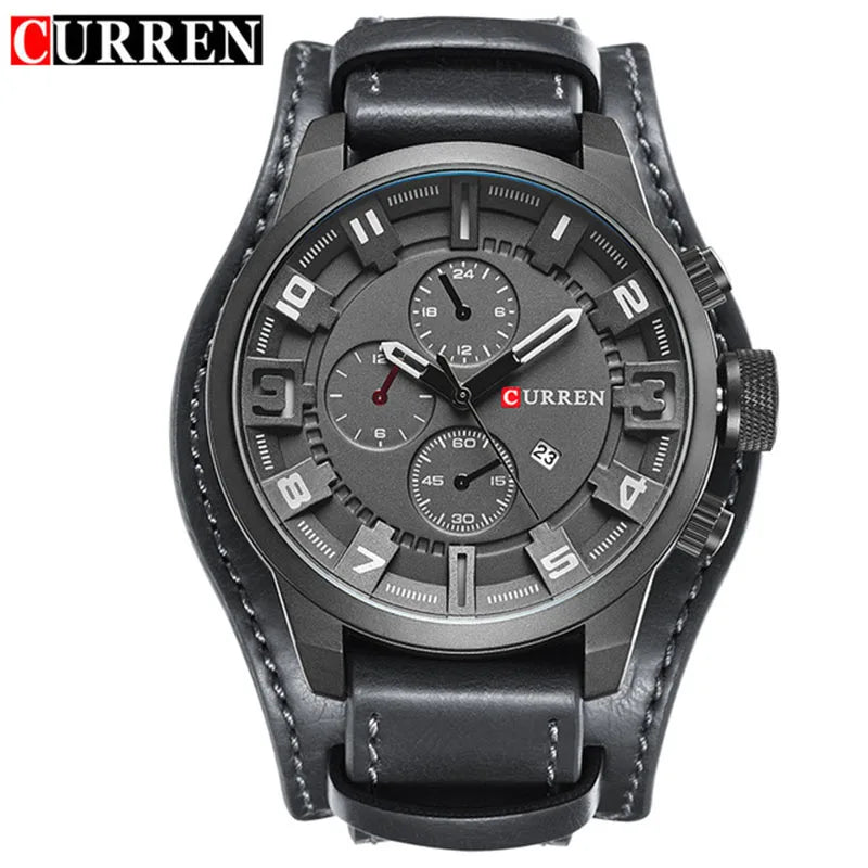Horloges CURREN Luxemerk Herenhorloge Leren band Mode-kwartshorloge Casual sportpolshorloge Datumklok Relojes 8225