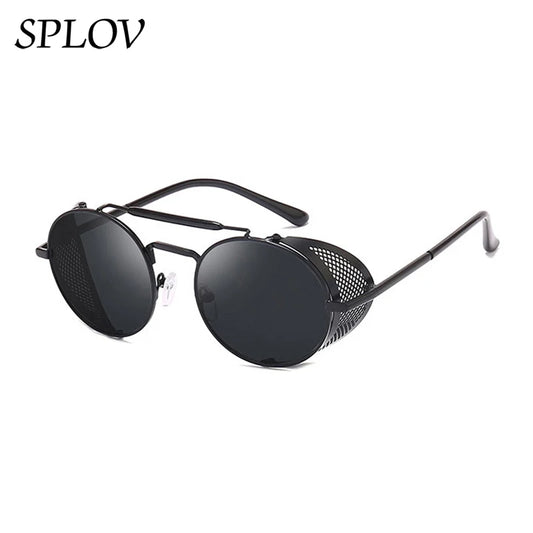New Steampunk Retro Round Metal Sunglasses Men Women Brand Designer Glasses Metal Shields Shades Oculos De Sol UV400 Eyewear