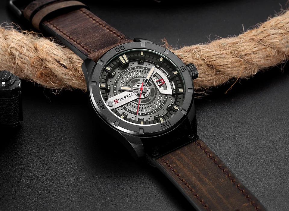 Luxe horlogemerk CURREN: militaire sporthorloges voor heren, quartzhorloge met datum, casual leren polshorloge voor heren, Relogio Masculino