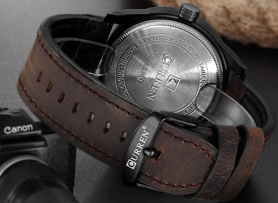 Luxe horlogemerk CURREN: militaire sporthorloges voor heren, quartzhorloge met datum, casual leren polshorloge voor heren, Relogio Masculino