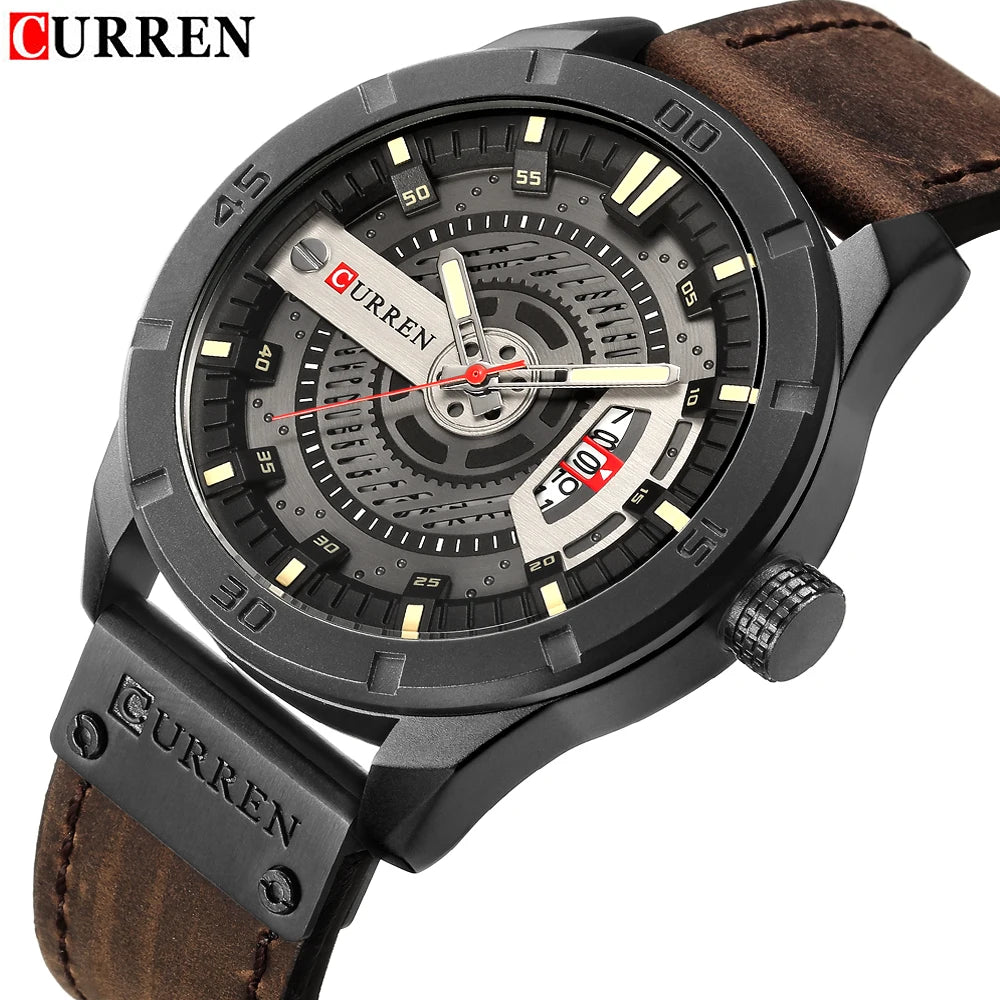 Luxe horlogemerk CURREN: militaire sporthorloges voor heren, quartzhorloge met datum, casual leren polshorloge voor heren, Relogio Masculino