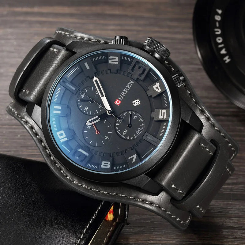 Horloges CURREN Luxemerk Herenhorloge Leren band Mode-kwartshorloge Casual sportpolshorloge Datumklok Relojes 8225
