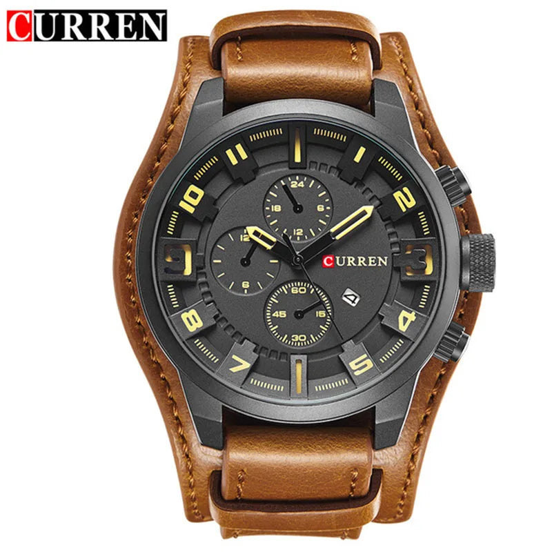 Horloges CURREN Luxemerk Herenhorloge Leren band Mode-kwartshorloge Casual sportpolshorloge Datumklok Relojes 8225