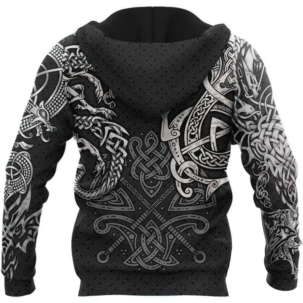 Sudaderas de moda con estampado 3D de lobo Fenrir y tatuaje de dragón por toda la prenda. Sudadera de hombre unisex con cremallera, chaqueta informal DW0220