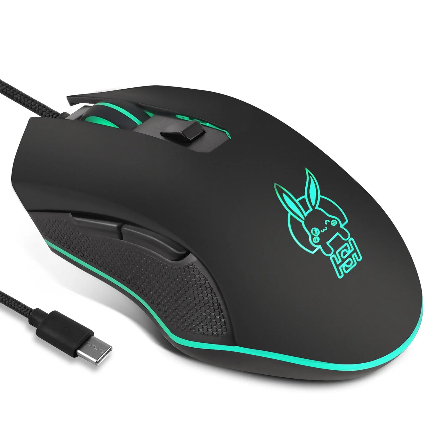 Färgstark lysande USB-C-mus med ljudavstängning för bärbar dator med Type-C – gamingmus