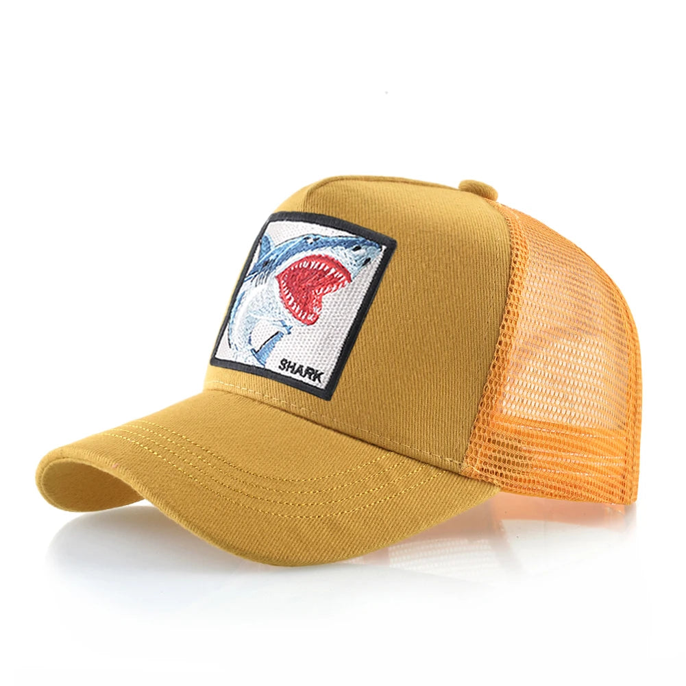 Trucker Caps Men Women Streetwear Hip Hop Baseball Cap With Shark Embroidery Patch Snapback Drake Bones Casquette Four Seasons