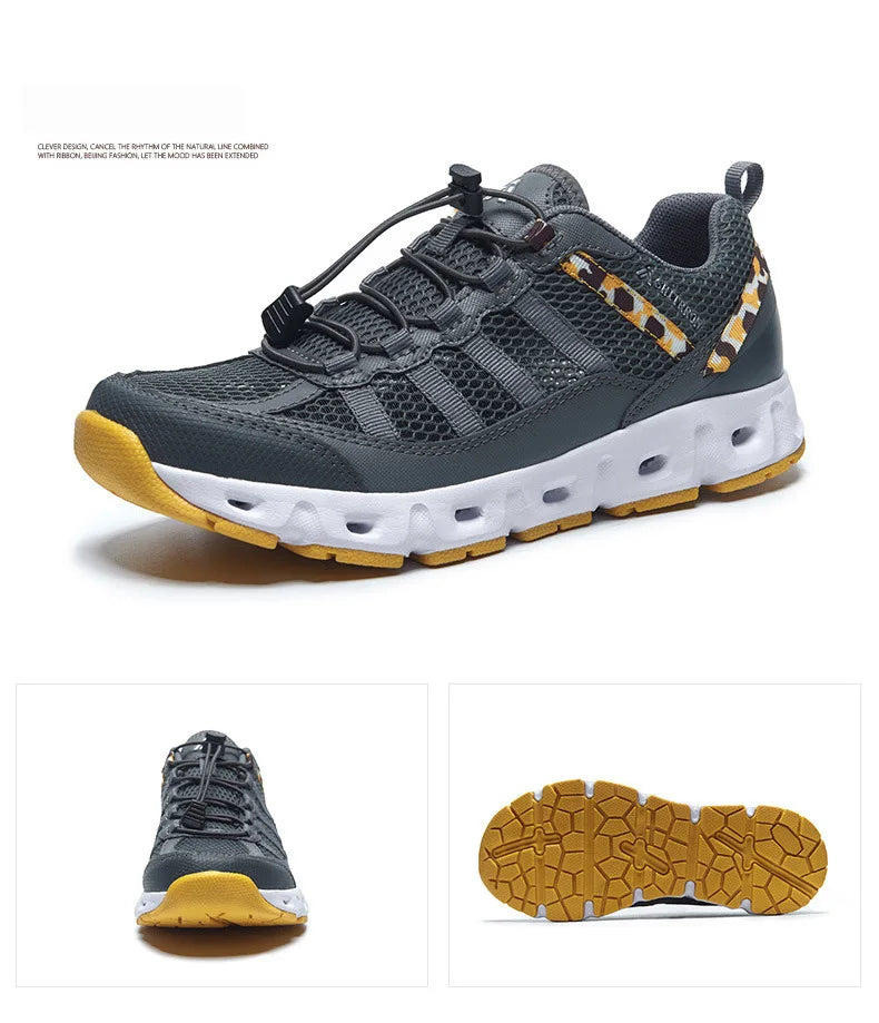TaoBo 2024 Big Size 46 Men Upstream Quick-Drying Sports Footwear, Women's Aqua Shoes, Quick Lace-Up Climbing Trekking Sneakers