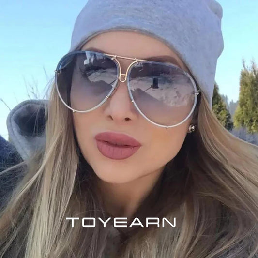 2025 New Fashion Pilot Sunglasses Women Oversized Luxury Sun Glasses For Female Cool Mirror Vintage Lady Gradient Shades UV400