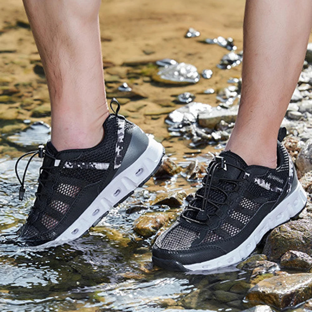 TaoBo 2024 Big Size 46 Men Upstream Quick-Drying Sports Footwear, Women's Aqua Shoes, Quick Lace-Up Climbing Trekking Sneakers