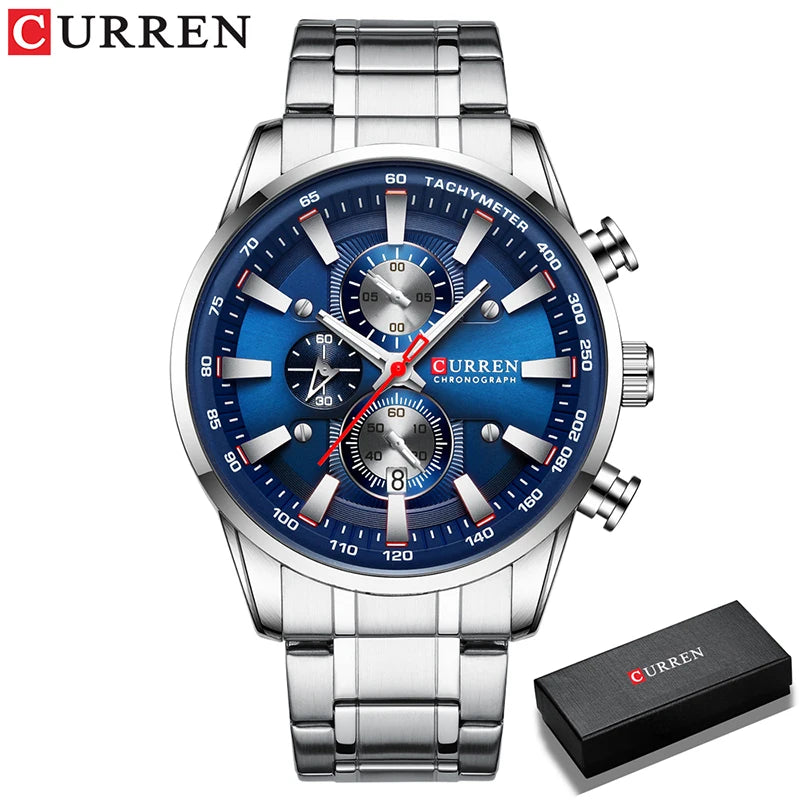 Relógio de homem CURREN – Relógio de quartzo, resistente à água, estilo profissional, cronógrafo, relógio de pulso de luxo de uma grande marca