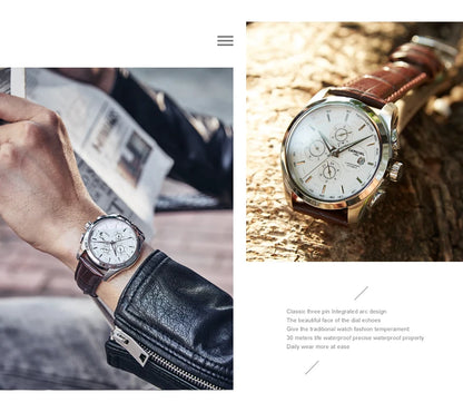Men's Watch New Carnival Automatic Watches Men Business Mechanical Clock Leather Strap Waterproof Luxury Brand Clock
