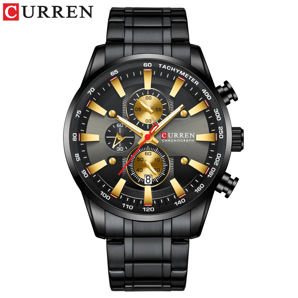 Relógio de homem CURREN – Relógio de quartzo, resistente à água, estilo profissional, cronógrafo, relógio de pulso de luxo de uma grande marca